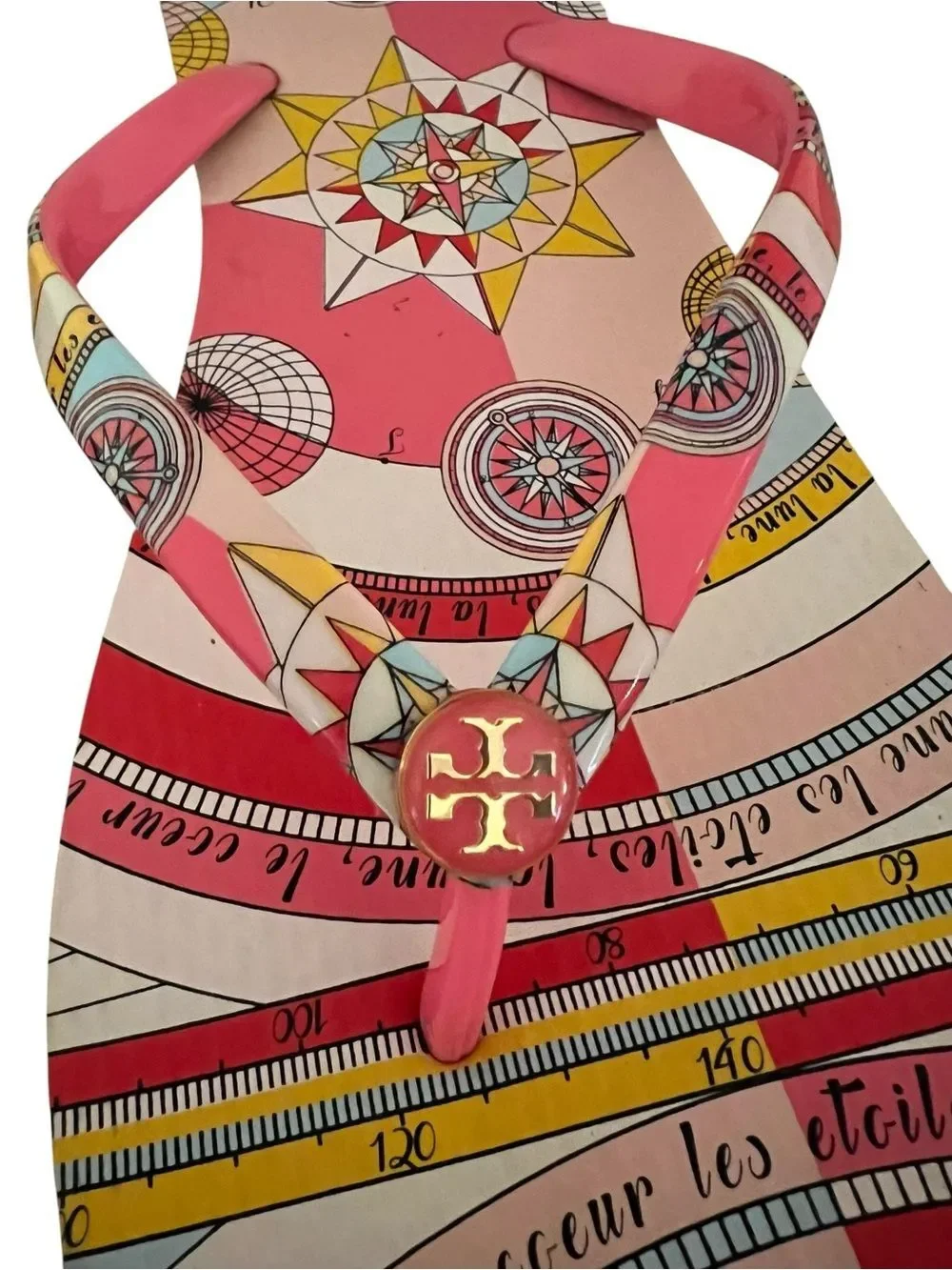 Tory Burch Constellation Jelly Thong Flip Flops Pink US 11 Vacation Resort